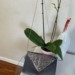 Elegant Silver and Gray Clutch Bag